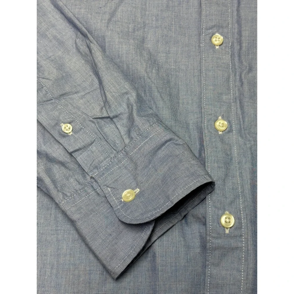 J. Crew Secret‎ Wash Shirt Mens Large Blue Organic Cotton Stretch Untucked Fit